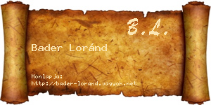 Bader Loránd névjegykártya
